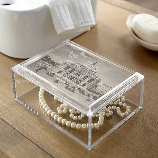 Custom Acrylic Box with Needlepoint Insert
